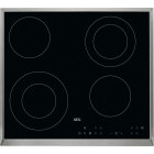Plita incorporabila AEG HK634021XB, Vitroceramica, 4 zone de gatit, Control touch, Stop&Go, Rama inox, 60 cm, Negru