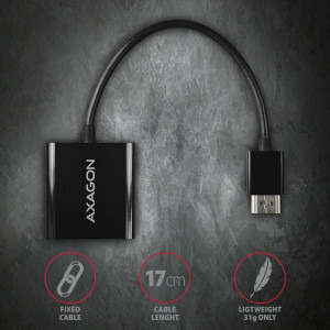 AXAGON 1x HDMI 1.4b Male - 1x VGA Female, 1x Jack 3.5 mm Female, 1x Micro USB Female, 0.15 m, negru