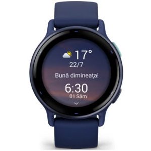 Garmin Vivoactive 5, GPS, 42mm, curea silicon, Metallic Navy/Navy