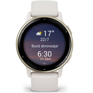 Garmin Vivoactive 5, GPS, 42mm, curea silicon, Cream Gold/Ivory