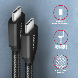 AXAGON USB 3.2 Tip C Male - USB 3.2 Tip C Male, 1m, negru