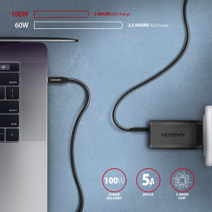 AXAGON USB-C 3.2 Gen 2 Male la USB-C 3.2 Gen 2 Male, 1 m, PD 100W, 5A, Negru