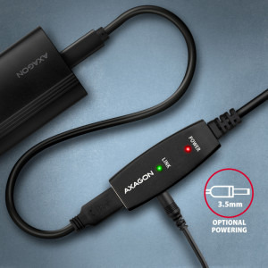 AXAGON USB tip A 2.0 Male la USB tip A 2.0 Female, 15 m, Repeater activ, Negru