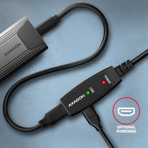 AXAGON USB tip A 3.2 Gen 1 Male la USB tip A 3.2 Gen 1 Female, 10 m, Repeater activ, Negru