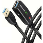 Cablu periferice AXAGON USB tip A 3.2 Gen 1 Male la USB tip A 3.2 Gen 1 Female, 10 m, Repeater activ, Negru