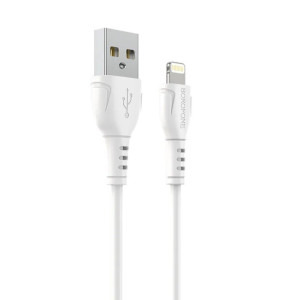 Cablu de date / adaptor Borofone BX51 Triumph, USB Male la Lightning Male, 1 m, White