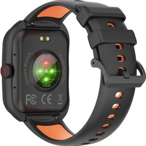 COLMi P86 negru, curea din silicon negru-orange
