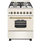 Aragaz Studio Casa ALMARETRO57/57, Mixt, 4 arzatoare, Sistem de siguranta, Aprindere integrata, Grill, Rotisor, Clasa A, 57 cm, Crem