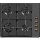Plita incorporabila Studio Casa PDV60NERO, Gaz, 4 arzatoare, Aprindere electrica integrata, Sistem de siguranta, Gratar fonta, 60 cm, Negru