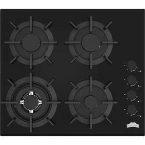 Plita incorporabila Nuova Cucina PG60GLASSBKSTAR, Gaz, 4 arzatoare, Aprindere electrica integrata, Sistem de siguranta, Gratar fonta, 60 cm, Negru