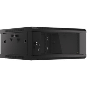 Lanberg WF01-6604-10B 4U, Wall mount, 600 x 600, Glass door, Black