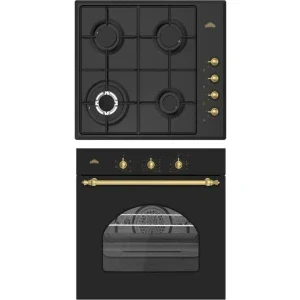 Pachet incorporabil Nuova Cucina Retro Star Cuptor electric & Plita pe gaz, Negru