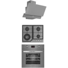 Pachet incorporabil Studio Casa Terza Modern Parma Glass Cuptor electric & Plita pe gaz & Hota decorativa, Gri