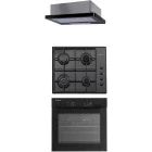 Pachet incorporabil Studio Casa City Cuptor electric & Plita pe gaz & Hota telescopica, Negru
