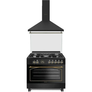 Pachet incorporabil Studio Casa Ravena Aragaz pe gaz & Hota decorativa, Negru