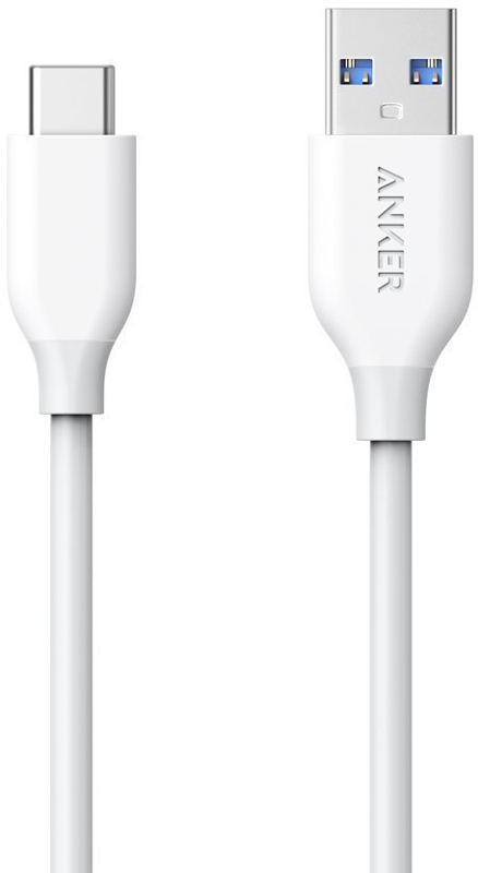 Cablu de date / adaptor Anker PowerLine Premium, USB Male la USB-C, 0.9 m, White