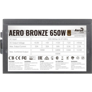 Aerocool Aero Bronze 650, 80+ Bronze, 650W