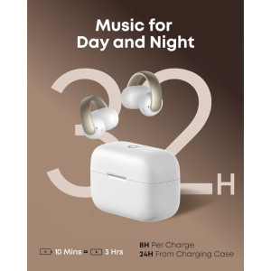 Anker Open-Ear, Soundcore AeroClip, True Wireless, Bluetooth, AI Clear Calls, Hi-Res, White