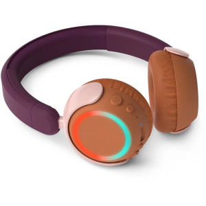 Philips On-Ear pentru copii TAK4200MP/00, Wireless, Bluetooth, Lumini LED, Violet