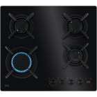 Plita incorporabila AEG HKB64453NB, 4 arzatoare, Aprindere electrica, Gratar fonta, Timer electronic, 60 cm, Negru