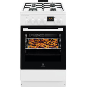 Aragaz Electrolux LKK560232W, Mixt, 4 arzatoare, Sistem de siguranta, Aprindere integrata, SteamBake, Multilevel Cooking, Timer, Grill, AirFry, Clasa A, 50 cm, Alb