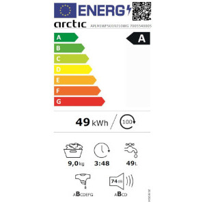 Arctic APLM1WFSU19210WG, 9 kg, 1200 RPM, Clasa A, Silent Inverter, SaveInAll, Alb
