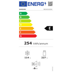 Samsung RB34C632ESA/EF, 341 L, Clasa E, Total No Frost, All Around Cooling, Digital Inverter, Dozator apa, 185 cm, Inox