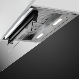 Turbionaire integrata TEN60BS, Putere de absorbtie 800 m3/h, Clasa A++, Iluminare LED, Dubla aspiratie, Sticla tratata termic, 60 cm, Inox