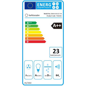 Turbionaire integrata TEN60BS, Putere de absorbtie 800 m3/h, Clasa A++, Iluminare LED, Dubla aspiratie, Sticla tratata termic, 60 cm, Inox