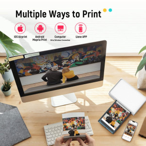 Liene Amber M200, Termica, Color, 100 x 148 mm, Wi-Fi + 20 coli hartie foto + 1x cartus ribbon