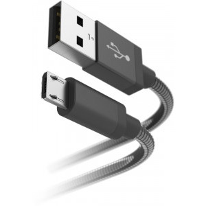 Cablu de date / adaptor Hama Metal, USB Male la microUSB Male, 1.5 m, Black