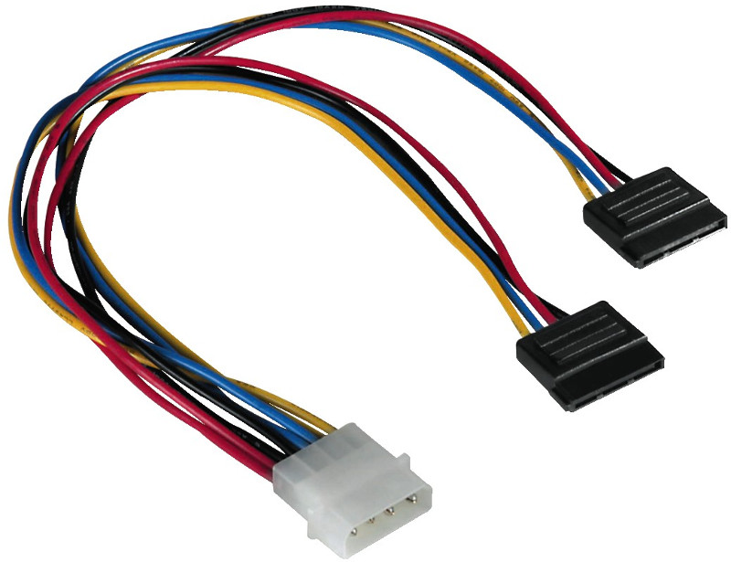Cablu componente Hama 4-pin Molex Male - 2x SATA Female, 0.25m