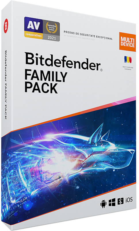 Antivirus Bitdefender Family Pack 2021, 15 Dispozitive, 1 An