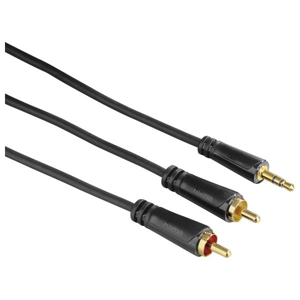 Cablu audio Hama Jack 3.5 mm Male - 2x RCA Male, 3m, negru