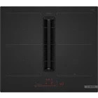 Plita incorporabila Bosch PVQ61AH26E, Inductie, 4 zone de gatit, Hota integrata, CombiZone, PowerBoost, SilentPowerDrive, Frying Sensor, DirectSelect, Home Connect, 60 cm, Negru