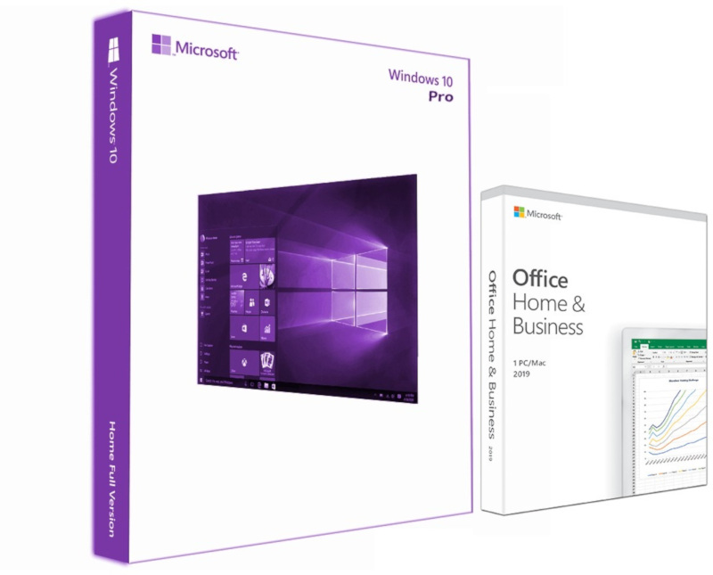 Sistem de operare Microsoft Pachet Special Licente Retail PRO:  1x Windows 10 PRO Engleza + 1x Office Home and Business 2019