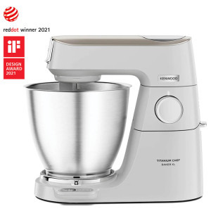 Kenwood Titanium Chef Baker XL KVL65.001WH, 1200 W, vas 7 l, 10 trepte viteza, cantar integrat, ecran LCD, 3 accesorii patiserie, alb