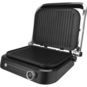 Fram Gratar electric FEG-2100SSBK, 2100W, deschidere 180˚, placi detasabile, 7 programe presetate + manual, senzori pentru detectare grosime, temperatura reglabila, dimensiuni placi: 31.3 x 24.4cm, Argintiu