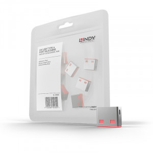 Adaptor LINDY Dispozitiv blocare port USB tip A, 10 bucati (fara cheie), roz