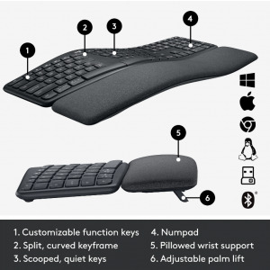 Logitech Ergo K860 US, Graphite