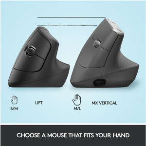 Logitech Lift Vertical Ergonomic, Negru