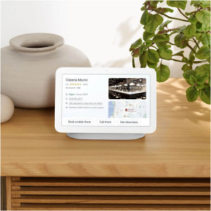 Google Nest Hub (2nd Gen) + 7" touchscreen, Wi-Fi, Bluetooth, 3 Microfoane, Google Asistant Built In, Alb