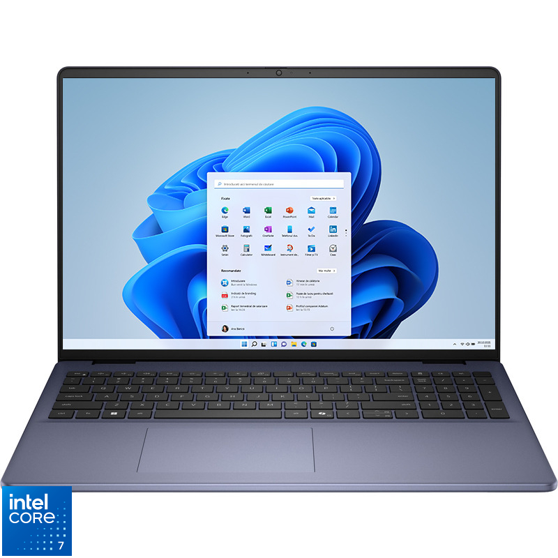 Laptop DELL 16'' DC16251, FHD+, Procesor Intel® Core™ 7 150U (12M Cache, up to 5.40 GHz), 16GB DDR5, 1TB SSD, GeForce MX570A 2GB, Win 11 Pro, Midnight Blue, 3Yr ProSupport