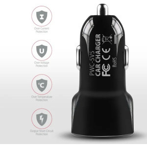 AXAGON PWC-5V5, 4.8A, 2x USB, 24 W, Black, tehnologia Quick Charge 1.0