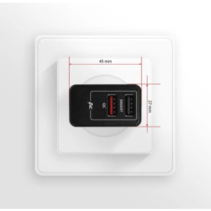 AXAGON ACU-QS24, 2x USB, Quick Charge 24 W, Black