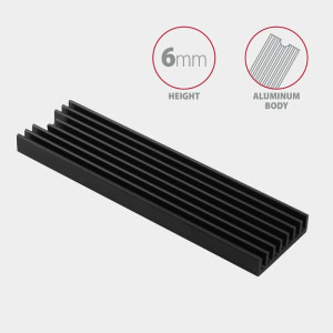AXAGON Cooler Pasiv CLR-M2L6, Pentru M.2 SSD 80mm, Aluminiu, paduri termice incluse, inaltime 6mm