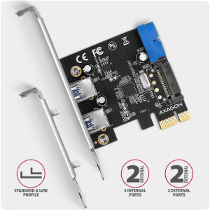AXAGON PCEU-232RS 1x PCI-E - 2x USB 3.0 tip A Female + 1x USB 3.0 19-pin