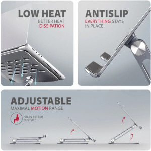 AXAGON STND-LQ, stand aluminiu pliabil, 10-17.3 inch, Grey