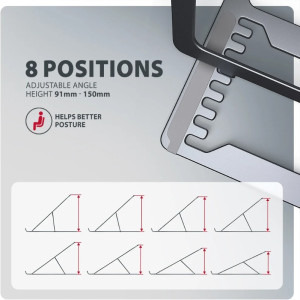 AXAGON STND-LAG stand aluminiu, 10-17.3 inch, pliabil, 8 pozitii, Grey