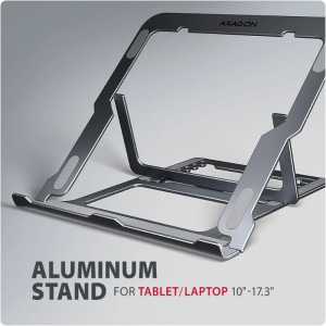 AXAGON STND-LAG stand aluminiu, 10-17.3 inch, pliabil, 8 pozitii, Grey